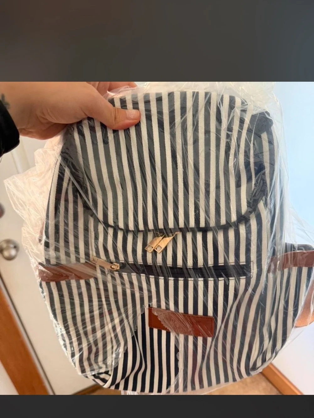 kathy ireland Navy and White Striped Women’s Backpack